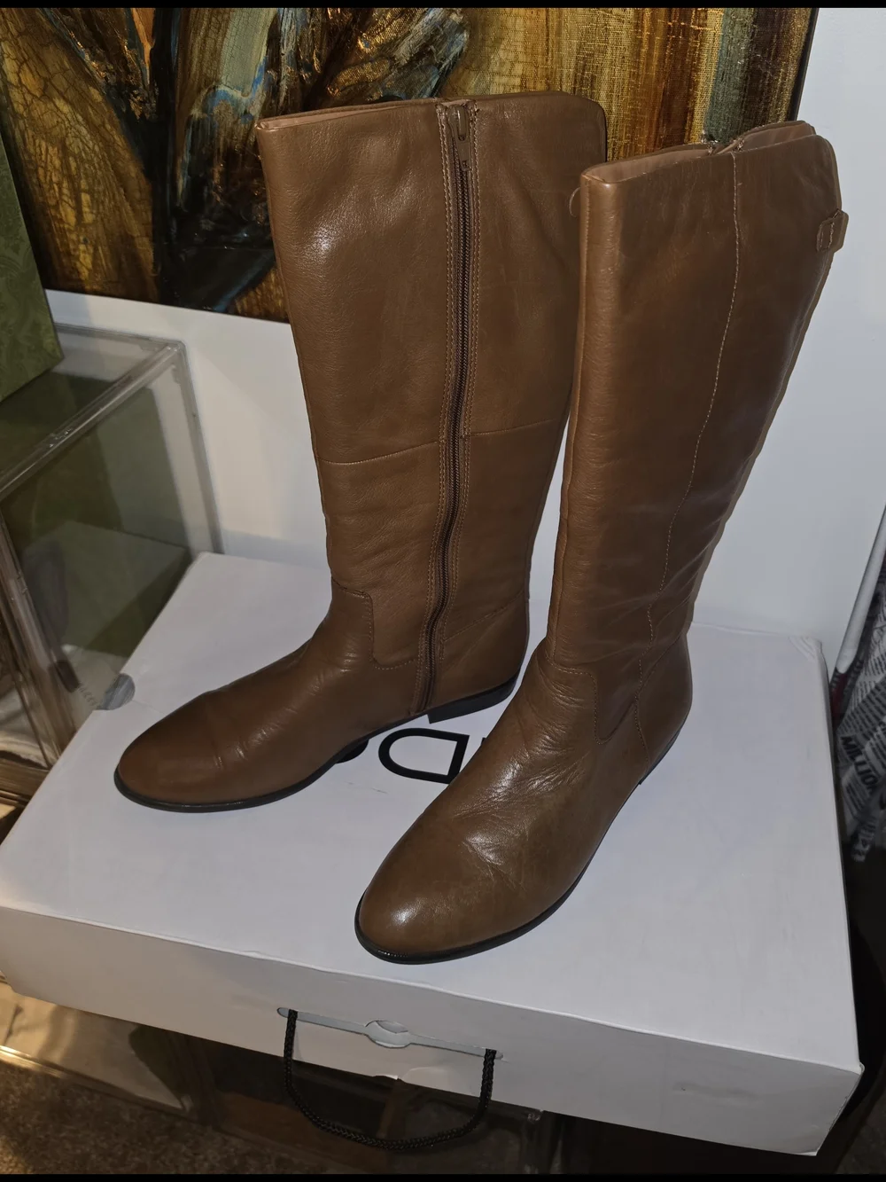 Aldo Tall Leather Riding Boots - Brown SZ 9